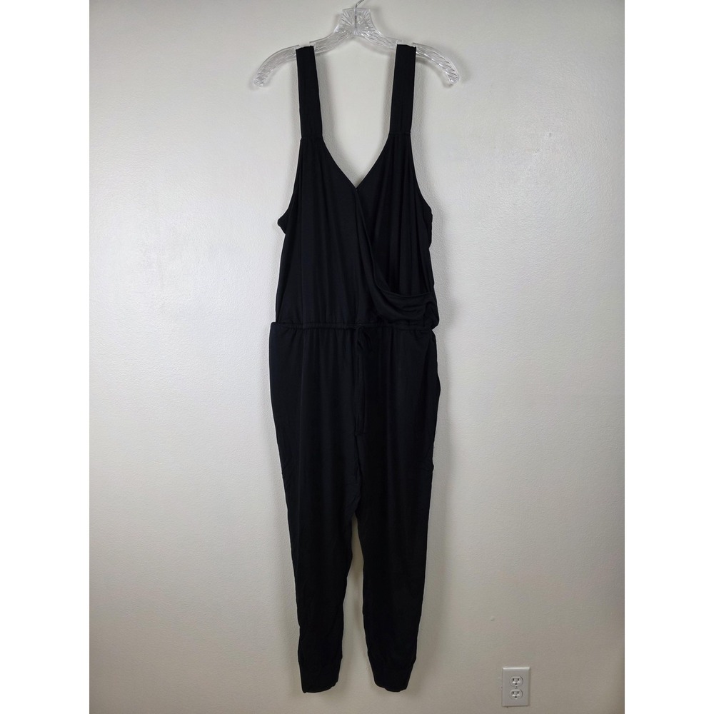 Skinnygirl Jumpsuit Womens XL Miranda Black Pockets Tie Waist Stretch Lounge